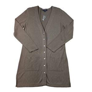 Chadwicks Long Sweater Cardigan in Brown | Size L